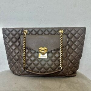 Love Moschino Brown Quilted Tote Bag